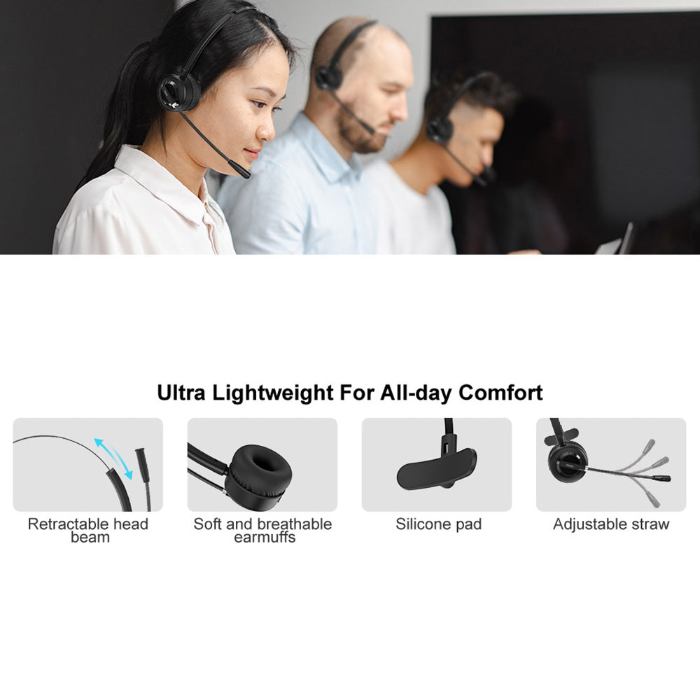 ANIVIA A8 Single Ear Bluetooth 5.0 Wireless Headphone Call Center Headset with Noise Cancelling Microphone and Charging Dock ANIVIA A8 Single Ear Bluetooth 5.0 Wireless Headphone Call Center Headset with Noise Cancelling Microphone and Charging Dock